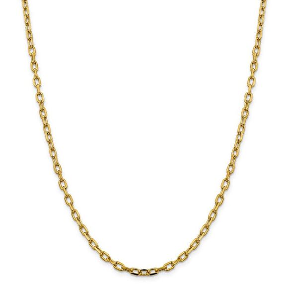 3.75mm 14k Yellow Gold Hollow Open D/C Cable Chain Necklace, 20 Inch